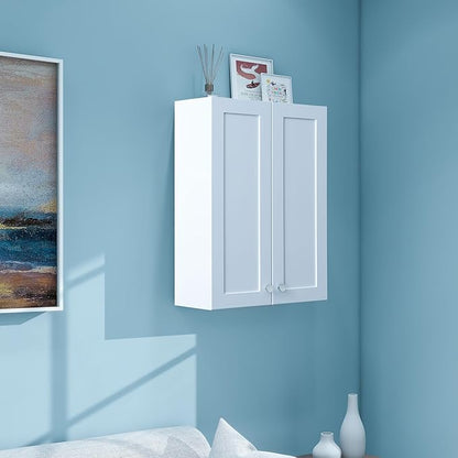 White Wall Mount Cabinet, MDF Over The Toilet Storage Cabinet - Image 3
