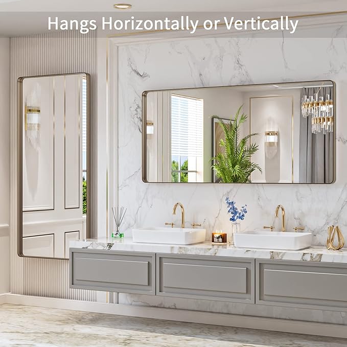 LOAAO 60”X28” Bronze Bathroom Mirrors - Image 4