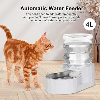 RIZZARI Pet Water Bowl Dispenser: 4L Large Capacity Automatic Stainless Steel - Image 2