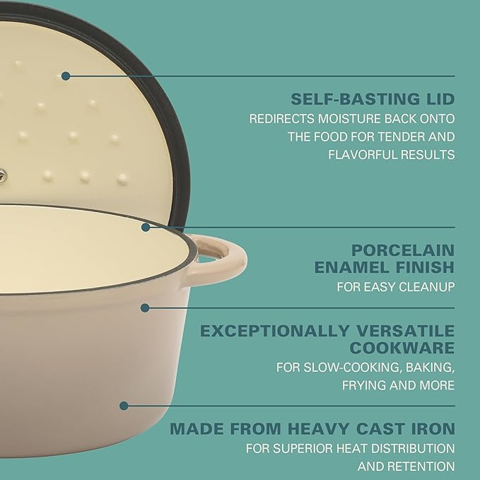 Gibson Home Addlestone 5 Qt Enameled Cast Iron Dutch Oven Pot - Image 3