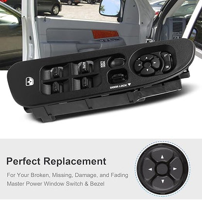 BASIKER Master Power Window Switch and Bezel, Driver Side Window Switch Bezel - Image 2