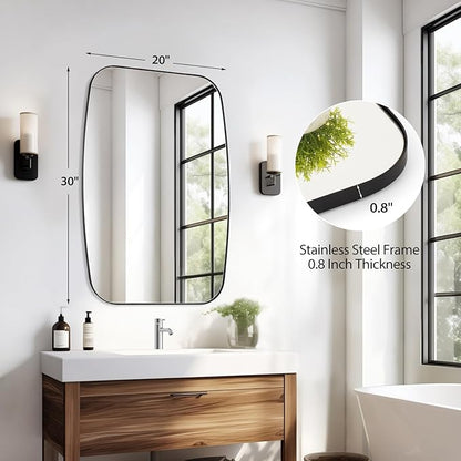 Black Oval Mirror, Oblong Bathrrom Mirror Modern Anti Rust - Image 2
