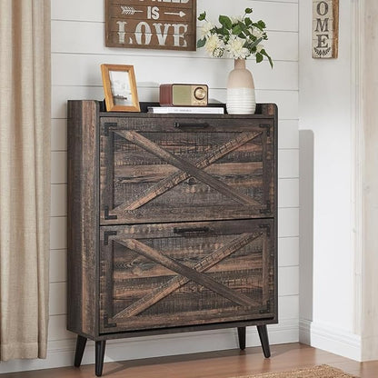 Shoe Storage Cabinet, Farmhouse Shoe Organizer by Barnyatoh