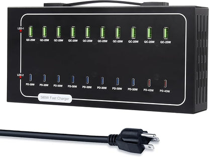 580W USB Charging Station, 20 Port Fast Charging Station by Yoodarmx