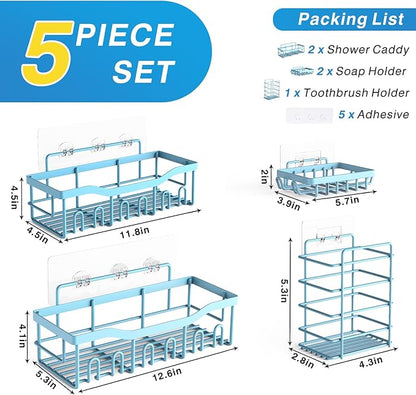 EUDELE 5-Pack Rustproof Stainless Steel Shower Caddy – No Drill Adhesive - Image 7
