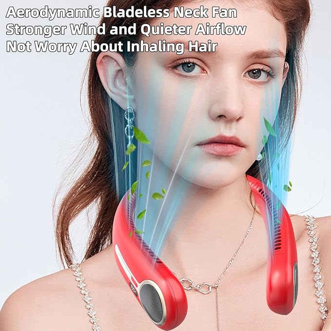 Portable Neck Fan, Hands Free Personal Wearable Bladeless Fan, 6000mAh USB - Image 5