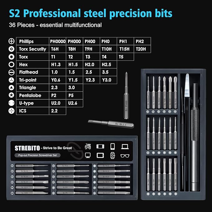 STREBITO Small Screwdriver Set - 39 in 1 Precision Screwdriver Kit - Image 2