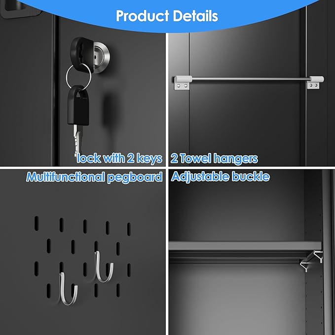 SUXXAN Broom Closet Storage Cabinet 71.4"x 33.9"x16.9", Metal Cleaning Cabinets - Image 4