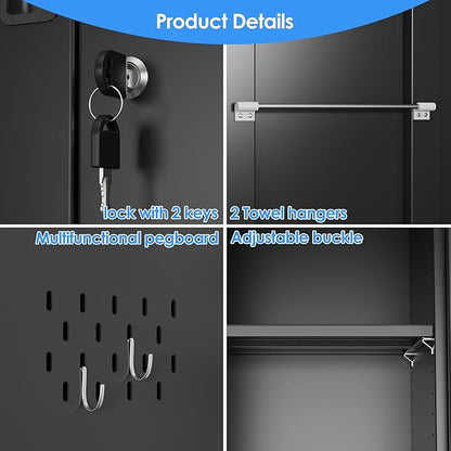 SUXXAN Broom Closet Storage Cabinet 71.4"x 33.9"x16.9", Metal Cleaning Cabinets - Image 4
