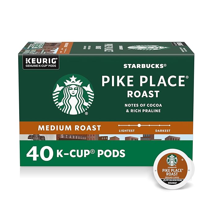 Starbucks K-Cup Coffee Pods, Medium Roast Hot or Iced Coffee, Pike Place Roast by StarbucksbyNespresso
