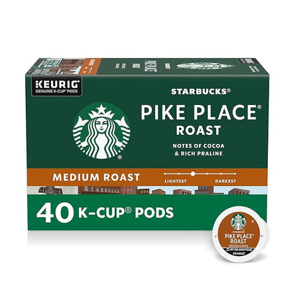 Starbucks K-Cup Coffee Pods, Medium Roast Hot or Iced Coffee, Pike Place Roast by StarbucksbyNespresso