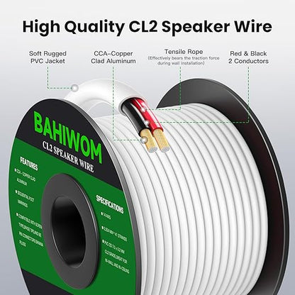 BAHIWOM Fire Safety CL2 Speaker Wire in-Wall & in-Ceiling 14 Gauge Wire 200 FT - Image 2