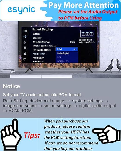eSynic Portable Optical to RCA Adapter-7 FT Long-Built-in DAC Chip-Easy to - Image 3