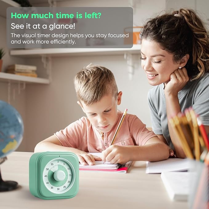 60 Minute Visual Timer for Kids, Silent Countdown Clock, Time Management Tool - Image 2