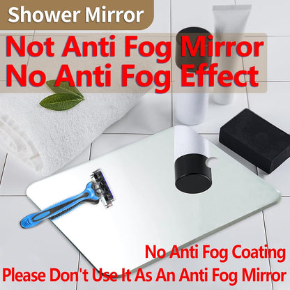 Shatterproof Shower Mirror for Shaving Mirror (Larger 10.7x8 Inch) Small Wall Hanging Camp Vanity Mirror,Unbreakable Makeup Travel Camping Mirrors,Men Fog Free Handheld,Outdoor(Not Anti Fog)