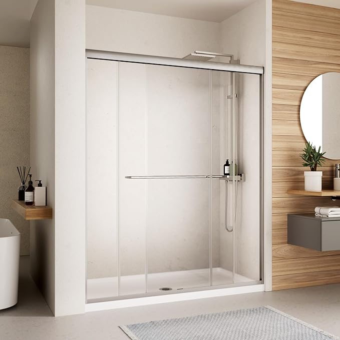 Shower Door, 44-48" W x 70" H Semi-Frameless Double Sliding Glass Shower Door by RoyalGuard