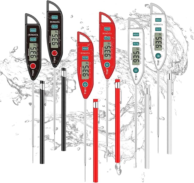 BOMATA 6 Pack Waterproof IPX7 Meat Thermometer Instant Read Food Thermometer by BOMATA