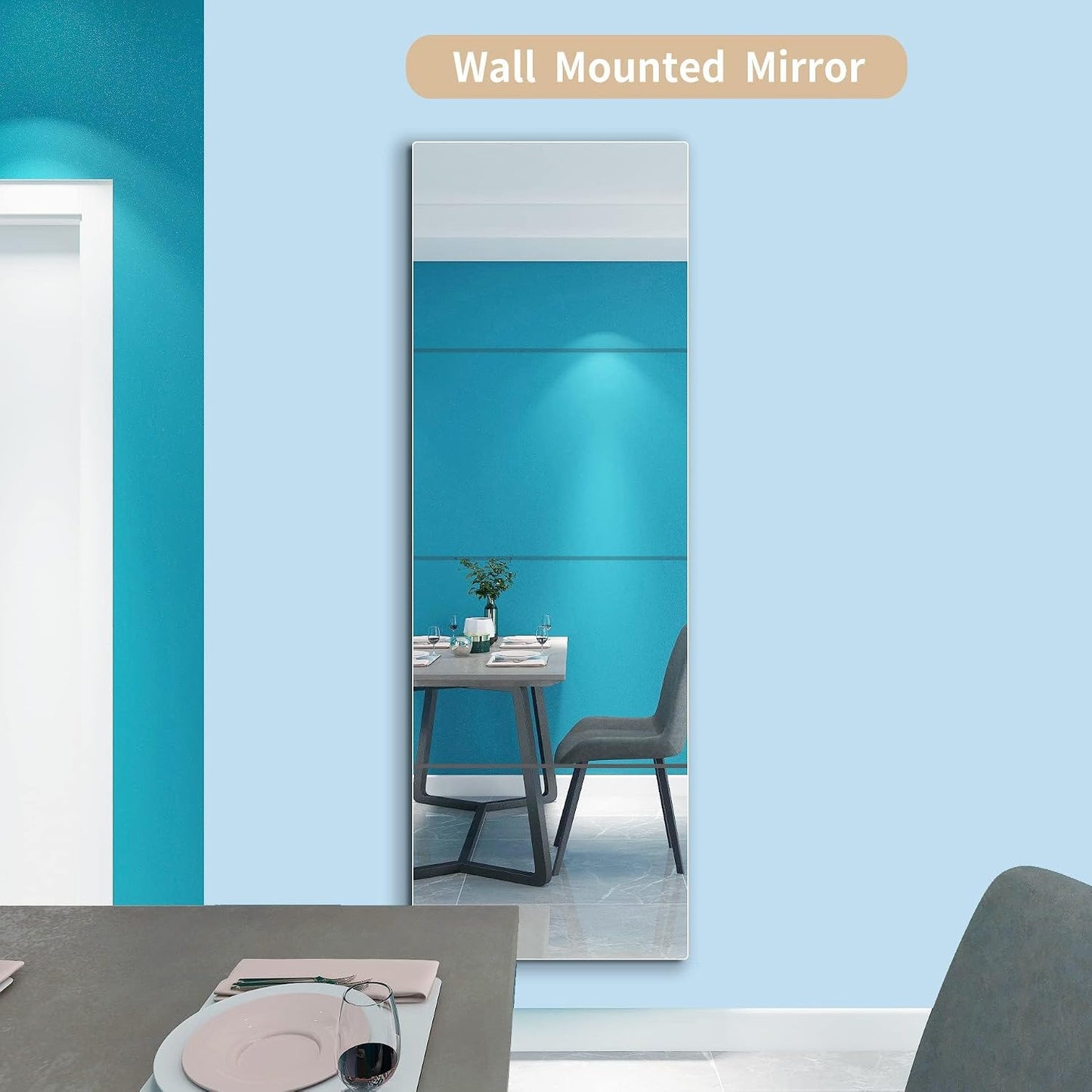 quegau Full Length Safety Shatterproof Mirror for Kids, Plastic Wall Mirror Made of Acrylic Plexiglass, 4 Pcs 12" x16", Long Bedroom Door Closet Mirror for Home Gym Body Workout