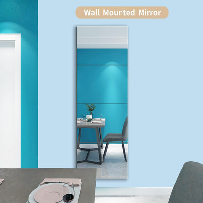 quegau Full Length Safety Shatterproof Mirror for Kids, Plastic Wall Mirror Made of Acrylic Plexiglass, 4 Pcs 12" x16", Long Bedroom Door Closet Mirror for Home Gym Body Workout