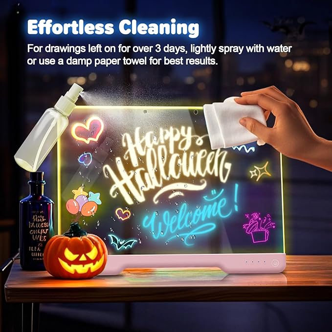 16-Inch Rechargeable Doodle Glow LED Note Board, 7-Color Light Modes, Neon Art - Image 6