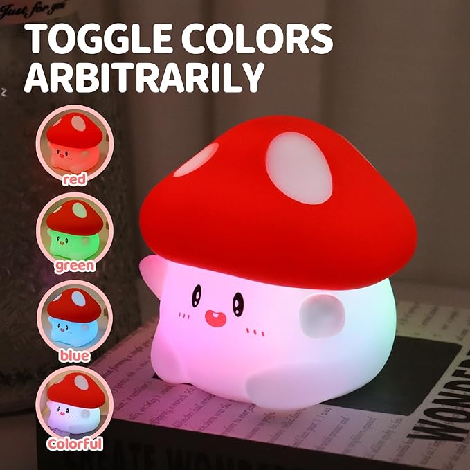 Rytinazzz Mushroom Night Light, Color Changing & 50-Hour Battery, Squishy Lamp - Image 9