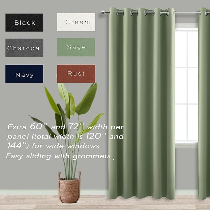 KOUFALL 96 Inch Long Curtains 2 Panel Set, 72 Inch Wide x 96 Inch Length - Image 4