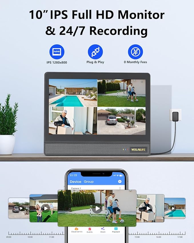 WEILAILIFE 【All-in-One Security System】 4MP Security Cameras Wireless Outdoor - Image 2