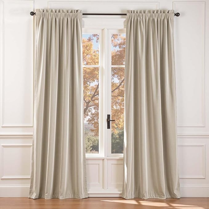 Lazzzy Velvet Blackout Curtains Thermal Insulated Room Window Drapes Super Soft by Lazzzy