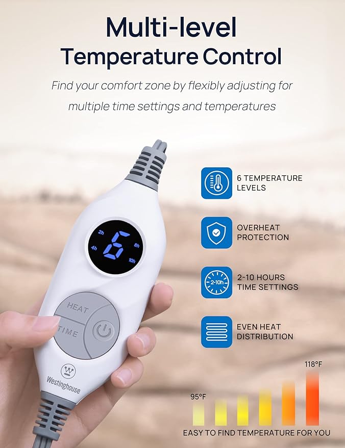 Westinghouse Wearable Heated Throw Blanket, Electric Heated Wrap Poncho Shawl - Image 3