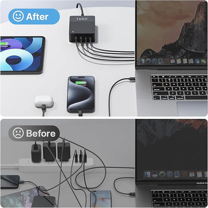RYND 2026 Latest USB C Fast Charger, 165W GaN 4-Port Charging Station Hub Block - Image 7