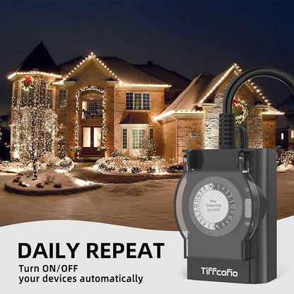 Outdoor Timer Outlet Waterproof, 24 Hour Mechanical Light Timer Outdoor - Image 4