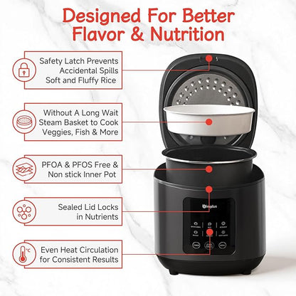 SIMPLUS Rice Cooker 8 Cups Uncooked / 16-Cup Cooked, Large Rice Maker and Warmer - Image 8