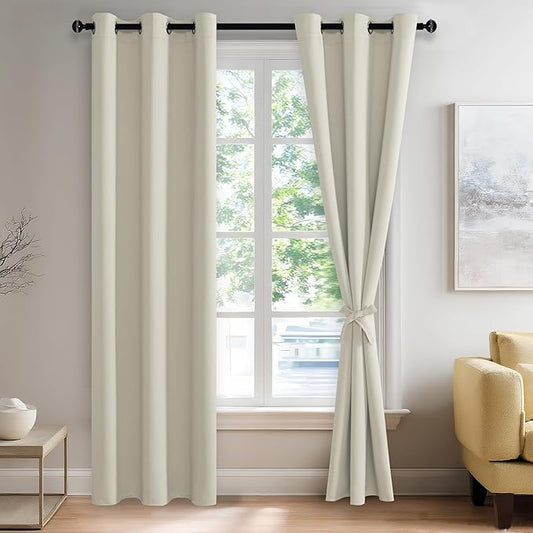 JIUZHEN Ivory Blackout Curtains by JIUZHEN