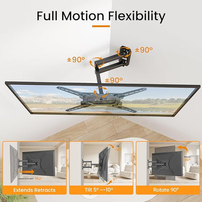 Full Motion TV Wall Mount for 23-55'' Flat & Curved TVs and Screen, Rotation - Image 3
