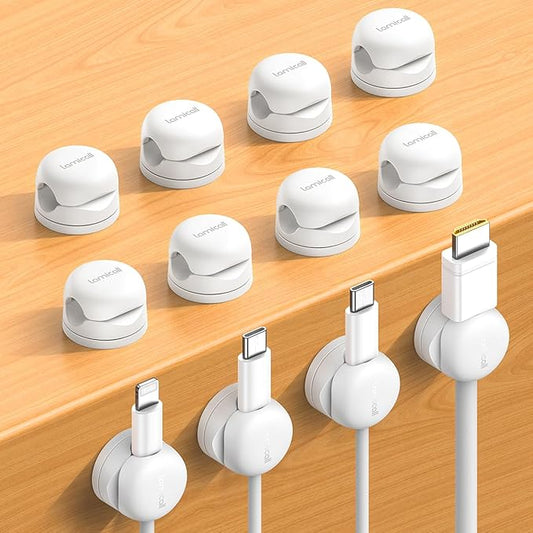 Lamicall 12Pack Rotatable Cord Organizer, Office Desk Nightstand Accessories by Lamicall