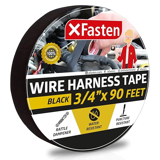 XFasten Wire Harness Tape, 3/4-Inch x 90 Feet, High Temp Wiring Loom Harness by XFasten