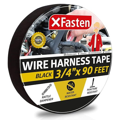XFasten Wire Harness Tape, 3/4-Inch x 90 Feet, High Temp Wiring Loom Harness by XFasten