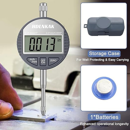 HDLNKAK Electronic Digital Dial Indicator Gauge Inch/Metric Conversion 0-1 - Image 5