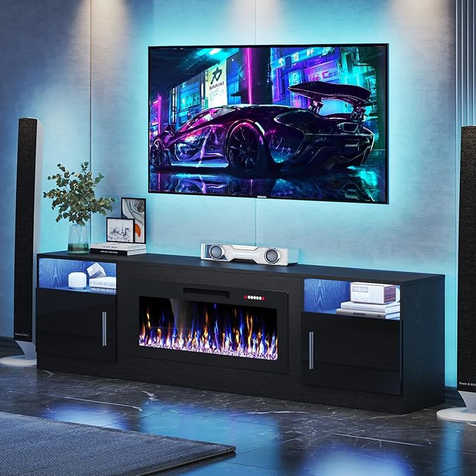 VITESSE TV Stand with 36" inch Electric Fireplace Up to 90" TVs, LED Light - Image 3