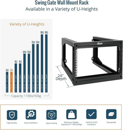 Tecmojo 6U Wall Mount Server Rack Swing Gate, 19in Computer/AV/Data/IT/Media - Image 5
