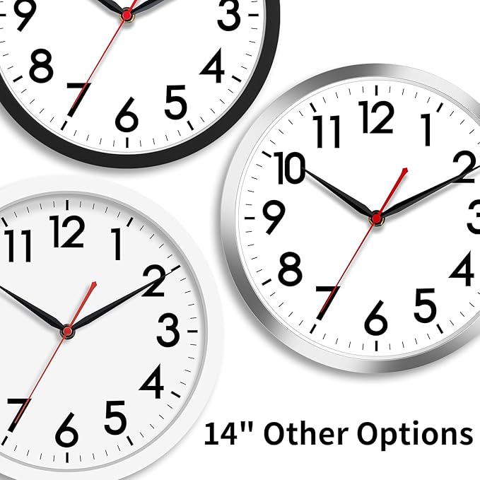 AKCISOT Wall Clock 14 Inch Large Silent Wall Clocks Battery Operated - Image 4