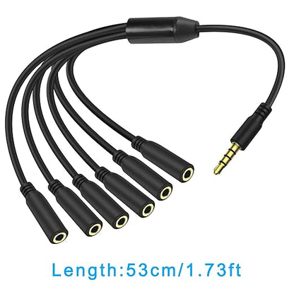 MEIRIYFA 3.5mm Splitter Cable 1 to 6 Ways, 1/8 inch 4-Pole/3-Rings TRRS 1 Male - Image 5