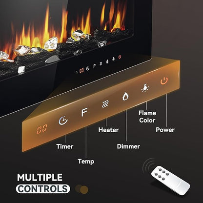 EUHOMY 60 Inch Electric Fireplace Wall Recessed and Wall Mounted - Image 2