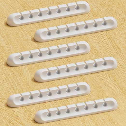 Apromisith USB Cable Organizer Clips Cord Holder, 6 Packs White Self Adhesive by Apromisith