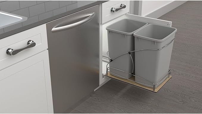 Rev-A-Shelf Steel Bottom Mount Double 35 Quart 8.75 Gallon Waste Bin Trash - Image 8