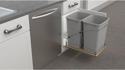 Rev-A-Shelf Steel Bottom Mount Double 35 Quart 8.75 Gallon Waste Bin Trash - Image 8