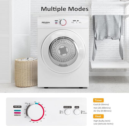 ROVSUN 1.8 Cu.Ft Portable Clothes Dryer, Front Load Dryer Machine, Compact - Image 5