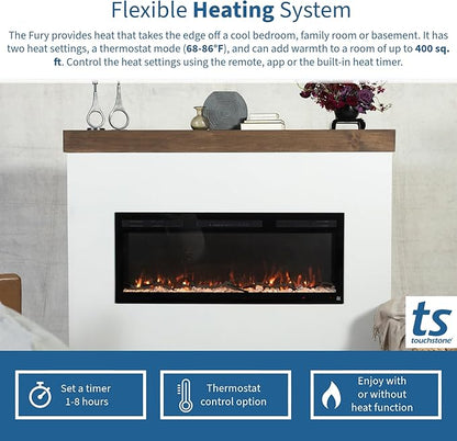 Touchstone Smart Electric Fireplace-The Fury 46" Wide- 4.5" Thin in Wall - Image 7