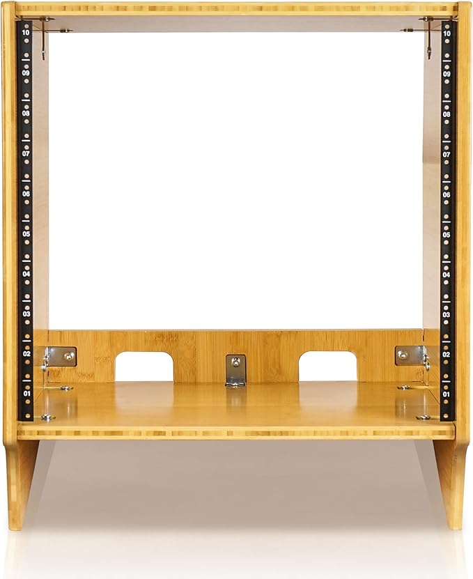 Sound Town DIY 10U Angled Desktop Turret Studio Rack, Solid Carbonized Bamboo - Image 2