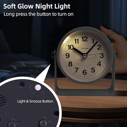 TIMESS Analog Alarm Clock, Silent Non-Ticking Quartz Movement, Battery-Operated - Image 5